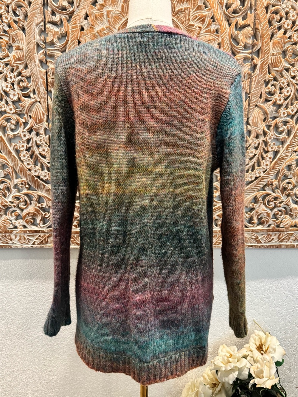 Retrology Multicolor Open-Front Knit Cardigan- size M - Picture 3 of 13
